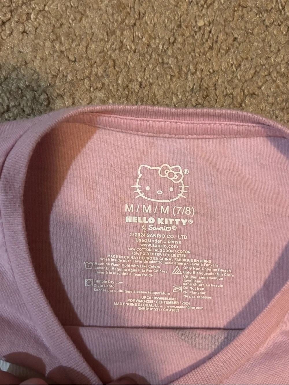 Hello Kitty Pink Tee with Blue Outfit Graphic